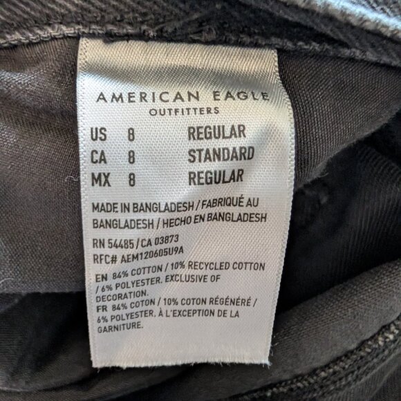 American Eagle Low Rise Skater Jeans Black Wide Leg Denim Size 8 Regular - Picture 3 of 12